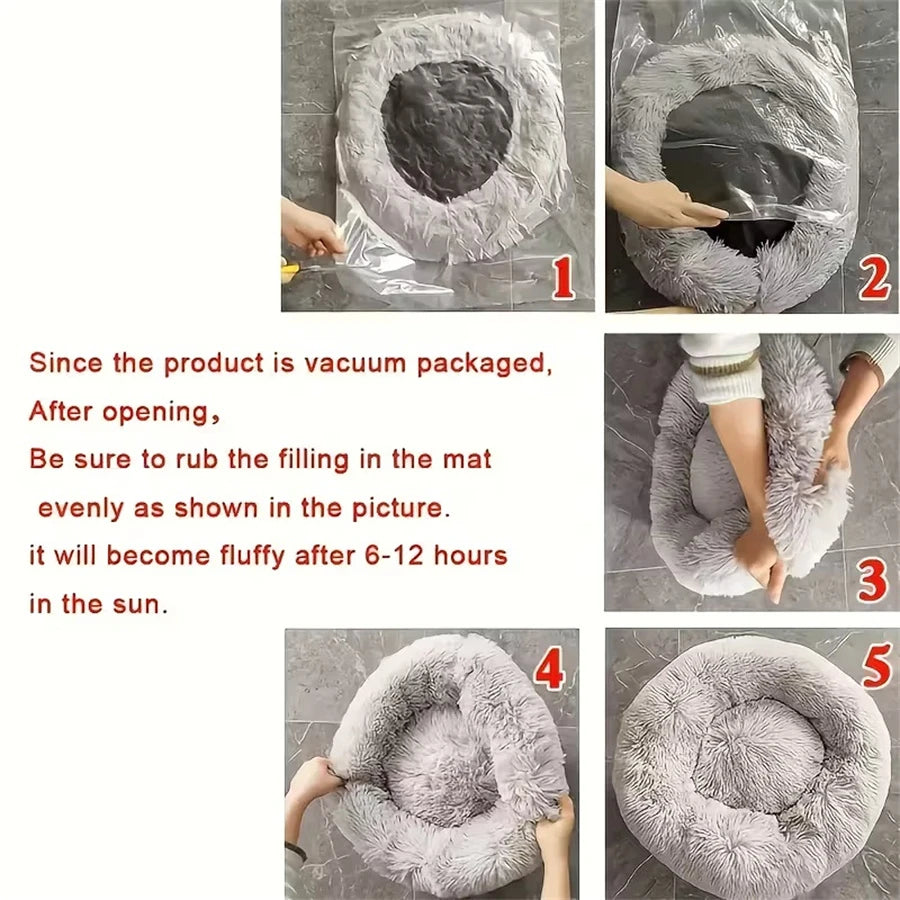 Cama tipo donut antiestrés lavable para perros y gatos Yumkapet - imagen 4