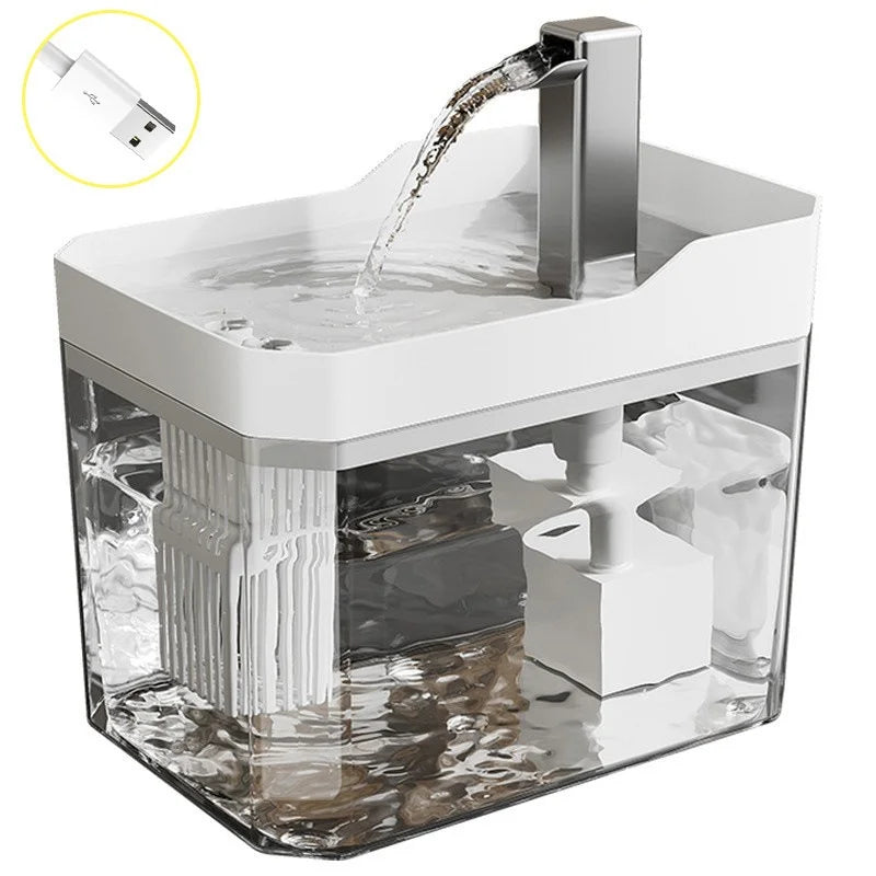 Fuente de agua automática para gatos y perros con filtro (2 L, USB) — imagen 7 de 8